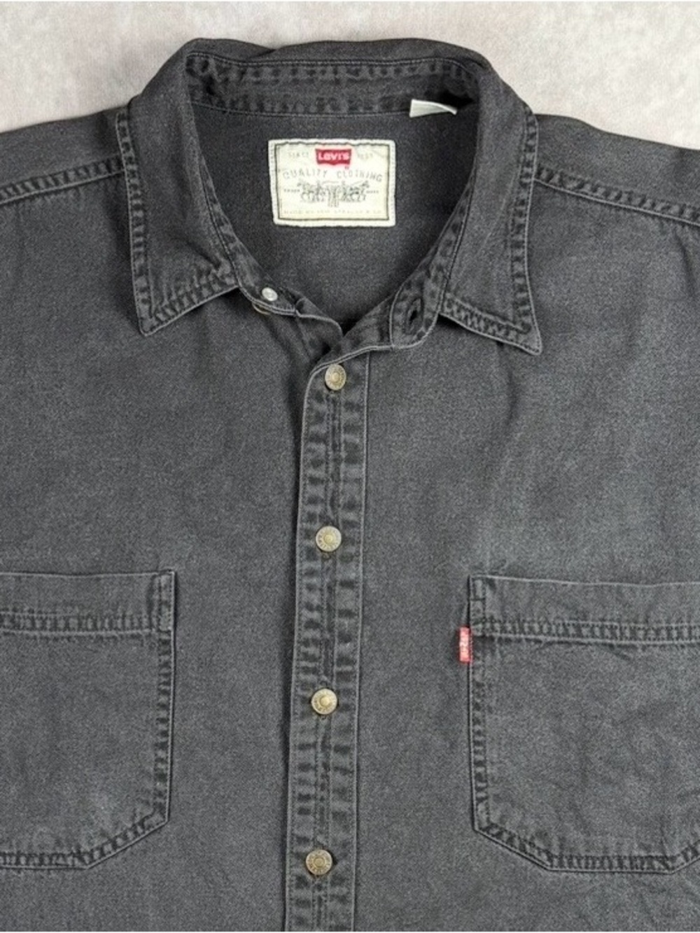 Vintage 1995 Levi’s Faded Black Denim Work Shirt XL